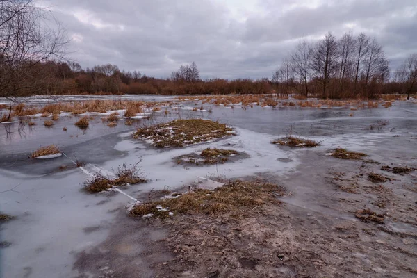 Landscape Morning Frosty River — Fotografia de Stock