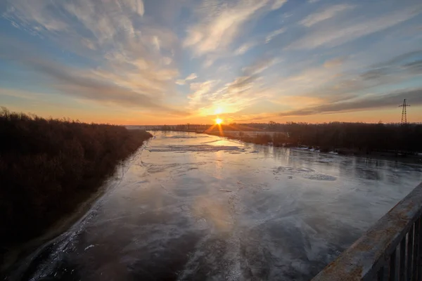 Cold Sunrise River — Stockfoto
