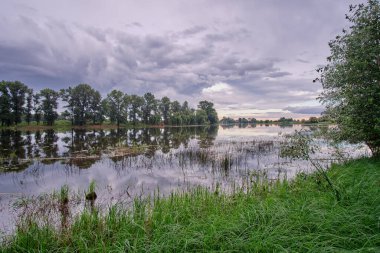 Yağmur yağarken gölde