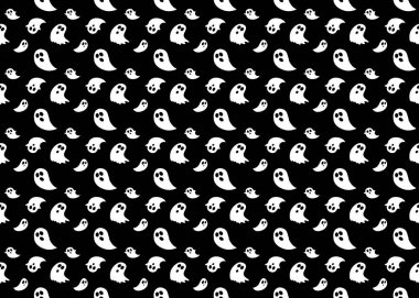 Küçük beyaz hayalet desensiz vektörler koyu arka plan E60 'ta izole edilmiş.