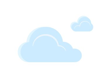 Beyaz arkaplan üzerinde izole edilmiş bir mavi bulut vektörü grubu