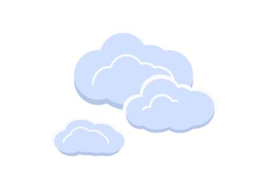 Beyaz arkaplan üzerinde izole edilmiş bir bulut vektörü grubu