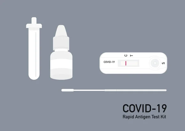 Juego Vectores Kit Prueba Antígeno Rápido Covid Detectado Aislado Sobre — Vector de stock