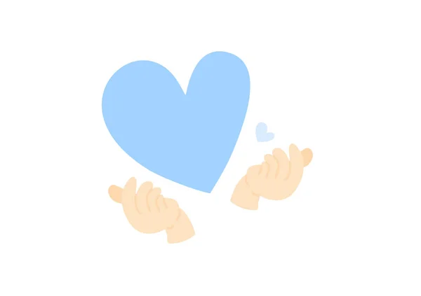 Синий Вектор Сердца Любовью Палец Знак Баннер Изолирован Белом Фоне — стоковый вектор