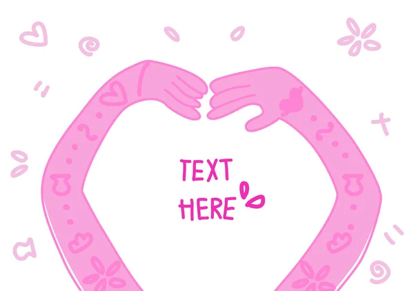 Σχέδιο Χέρι Γλυκό Ροζ Σύμβολο Αγάπης Κινουμένων Σχεδίων Που Απομονώνονται — Διανυσματικό Αρχείο