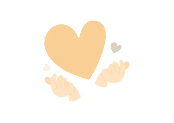 Горчичное Сердце Вектор Любовью Палец Знак Баннер Изолирован Белом Фоне — стоковый вектор