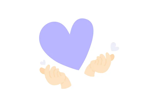 Vecteur Coeur Violet Avec Bannière Signe Doigt Amour Isolé Sur — Image vectorielle