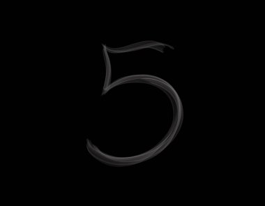 Koyu arkaplanda yayılan 5 sayılık gerçekçi duman şekli