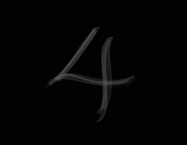 koyu arkaplanda yayılan 4 sayılık gerçekçi duman şekli