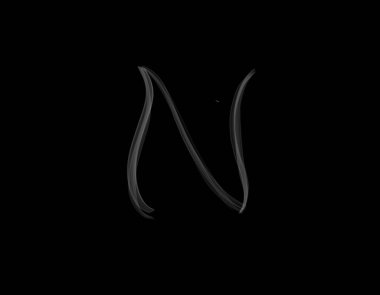 Koyu arkaplanda yayılan dumanların gerçekçi N alfabesi şekli