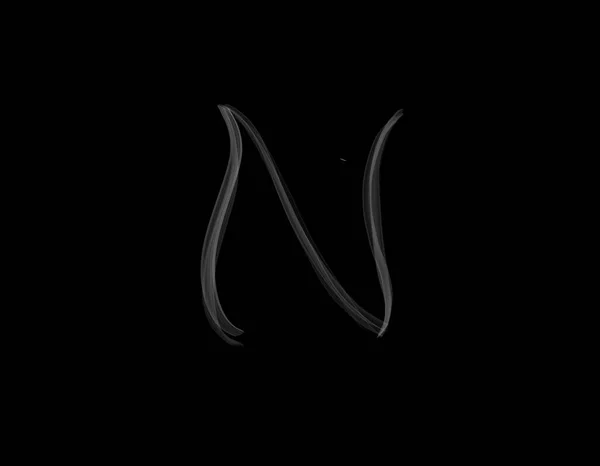 黑暗背景下烟雾扩散的现实N字母表形状 — 图库照片
