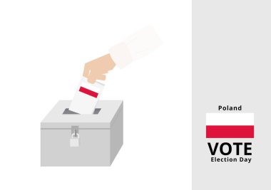 Polonyalı seçmen ulusal bayrak vektörüyle seçim sandığına oy bırakıyor
