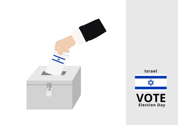 Izrael Férfi Választópolgár Dobja Szavazólapok Választási Mezőbe Nemzeti Zászló Vektor — Stock Vector