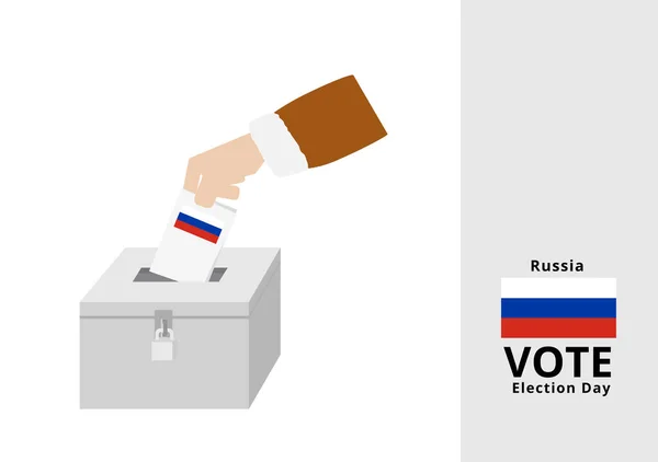 Ρώσος Ψηφοφόρος Ρίχνει Ψήφους Στο Εκλογικό Πλαίσιο Διάνυσμα Εθνικής Σημαίας — Διανυσματικό Αρχείο
