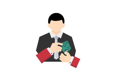 Yasa dışı nakit eylem vektörüyle yolsuzluk yolları beyaz arka plan ep13 'te izole edildi