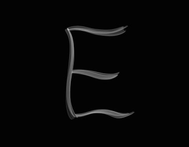 Büyük harf alfabesi epsilonu koyu arkaplanda yayılan gerçekçi duman şekli