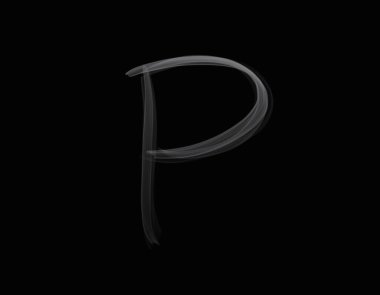 Büyük harf alfabesi olan gerçekçi duman şekli koyu arkaplanda yayılıyor