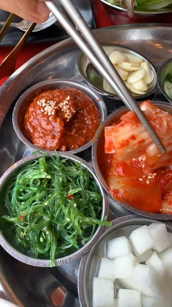 Verticle Image Korean Side Dishes — Foto Stock