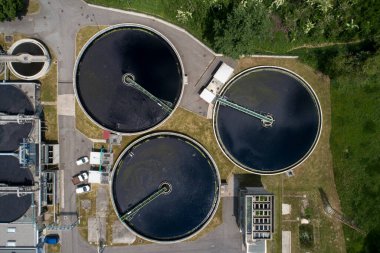 Su arıtma tesisi havadan görünümü