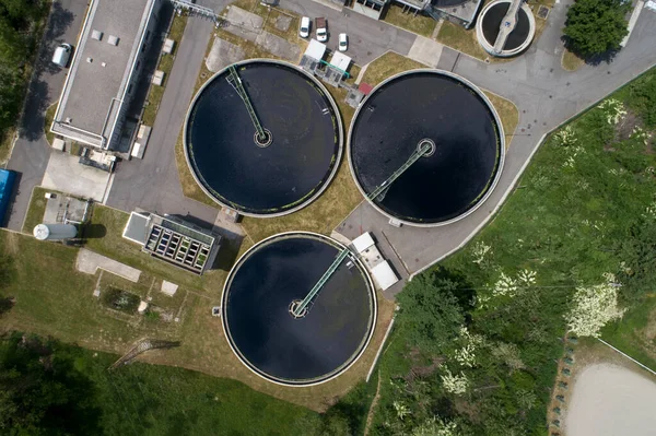 Water Behandeling Plant Luchtfoto Rechtenvrije Stockafbeeldingen