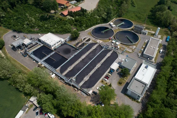 Water Treatment Plant Aerial View Stock Picture