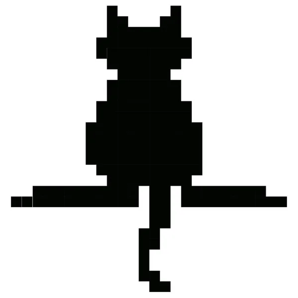 Colorful simple flat pixel art illustration of cartoon smiling crypto cat. Vector illustration. — Stock vektor