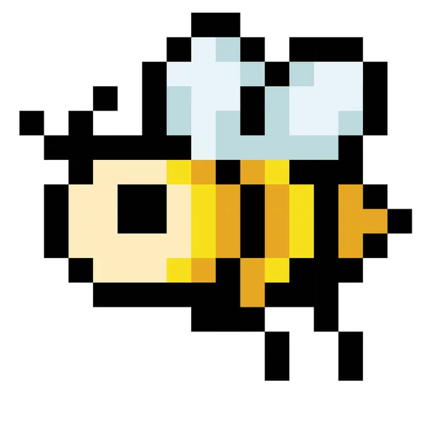 Crypto bee. pixel art bee cartoon vector illustration — 스톡 벡터