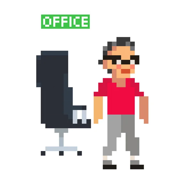 Şimdi Vektör Piksel Resmini Indir Ofisteki Kişi Şadamı Beyaz Arkaplanda — Stok Vektör