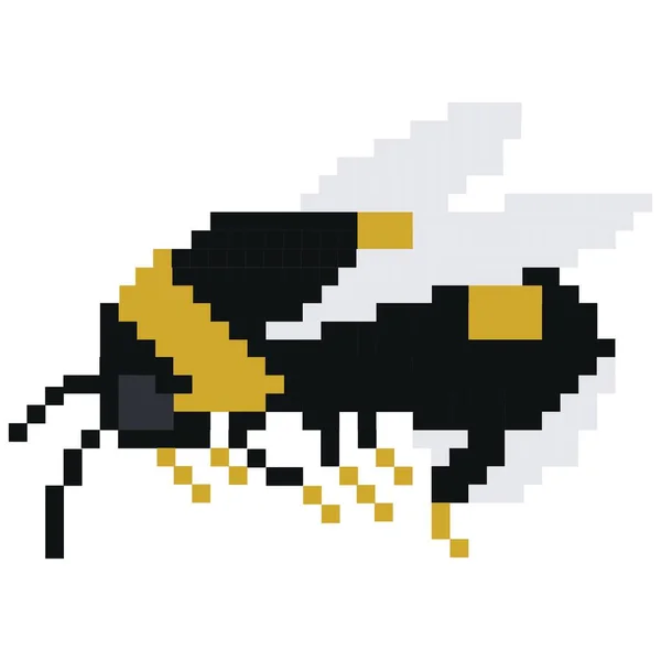 Ένα Bumble Μέλισσα Bug Έντομο Pixel Τέχνη Εικονίδιο Παιχνίδι Βίντεο — Διανυσματικό Αρχείο