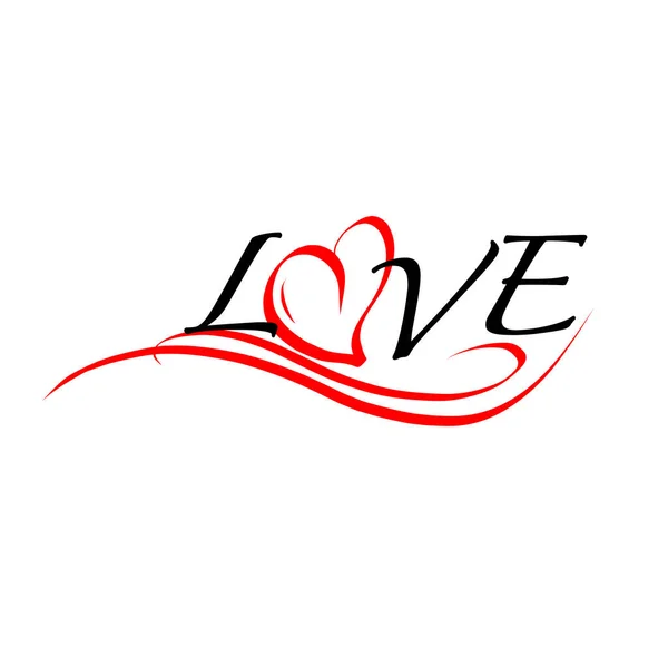 Love Heart Sign Postcard Valentines Day Wedding Print Vector Calligraphy — 图库矢量图片