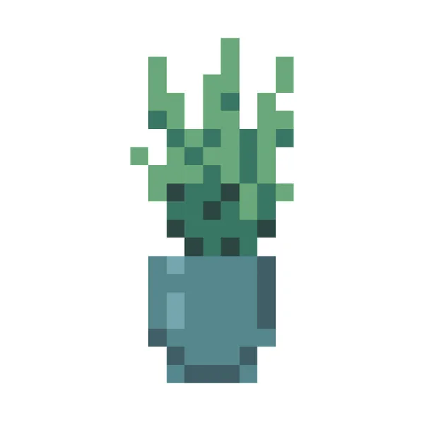 Διάνυσμα Pixel Τέχνη Φυτό Γλάστρα Απομονωμένα Κινούμενα Σχέδια — Διανυσματικό Αρχείο