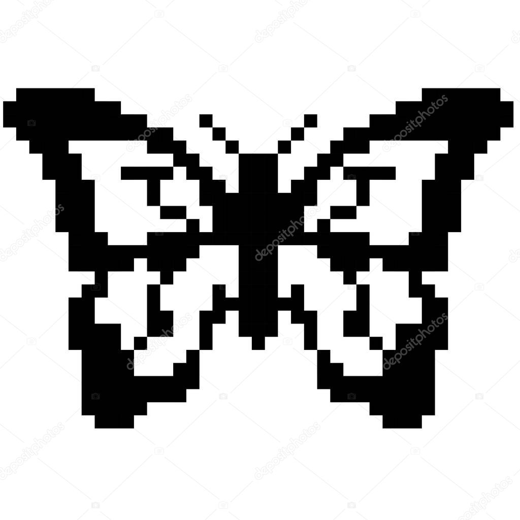 Pixel art design of the butterfly logo.