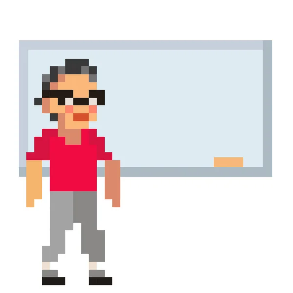 近代的なオフィスのインテリア ピクセルアート 古い学校のコンピュータグラフィックス 8ビットビデオゲーム — ストックベクタ