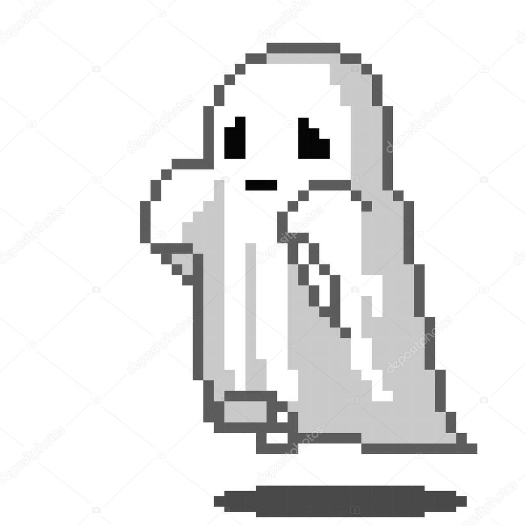 Pixel art ghosts. Halloween retro 8 bit pixel ghosts illustration. Vector wraith or specters collection for happy halloween holidays or game assets.