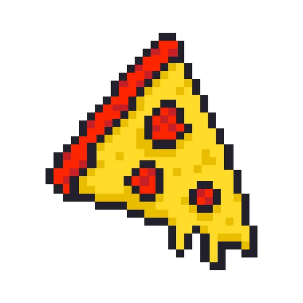 Pizza Pixel Art Morceau Pizza Est Pixélisé Restauration Rapide Isolé — Image vectorielle