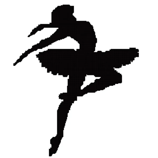 Silhueta de uma bailarina dançante. Fundo isolado, branco .sketch, vetor, graça. Bailarina de pixel de 8 bits. NFT — Vetor de Stock