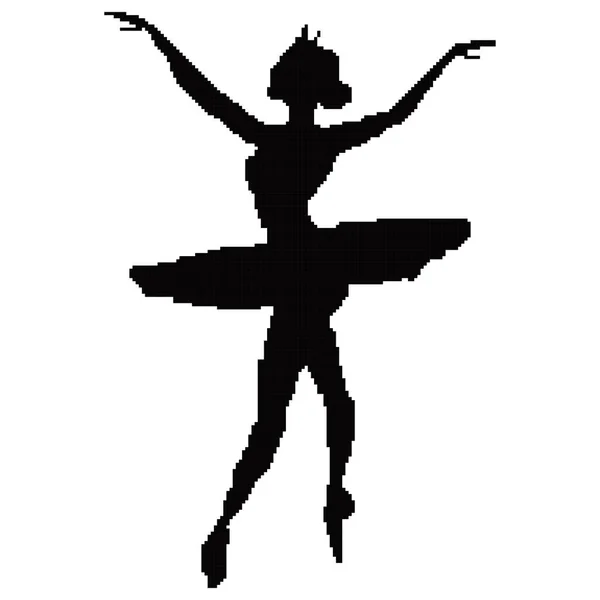 Conjunto de silhuetas de bailarina. Ilustração vetorial sobre fundo branco. Bailarina de pixel de 8 bits. Vetores De Bancos De Imagens Sem Royalties