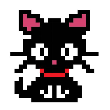 Şirin kedi yavrusu evcil hayvan pikseli sanatı - izole edilmiş vektör. 8 bit piksel. NFT