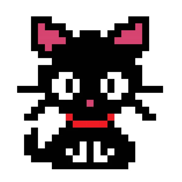 Lindo gatito doméstico arte píxel mascota - vector aislado. Un pixel de 8 bits. NFT — Vector de stock
