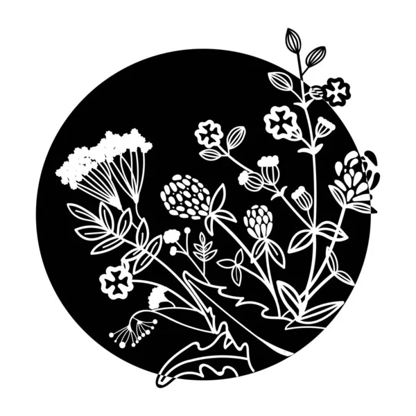 Abstraktes handgezeichnetes Blumenmuster mit Blumen. Vektorillustration. Element für Design. — Stockvektor