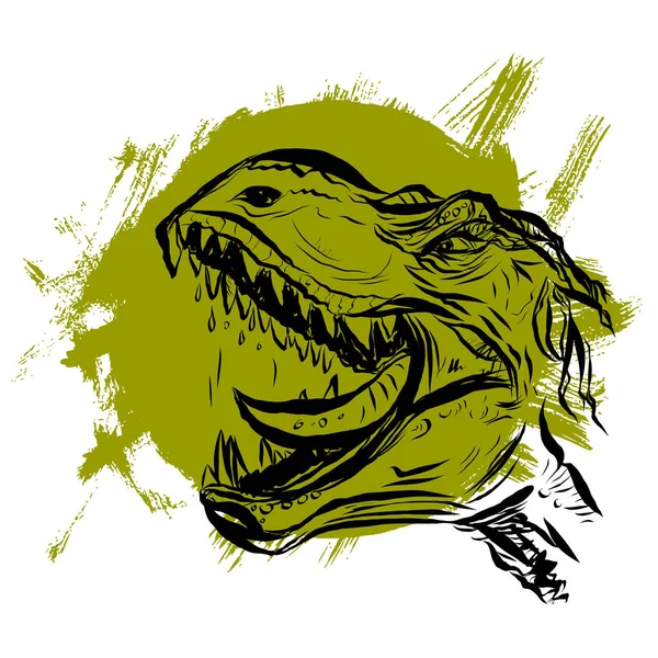 Ilustração de dinossauro ilustração vetorial desenhada à mão no fundo branco — Vetor de Stock