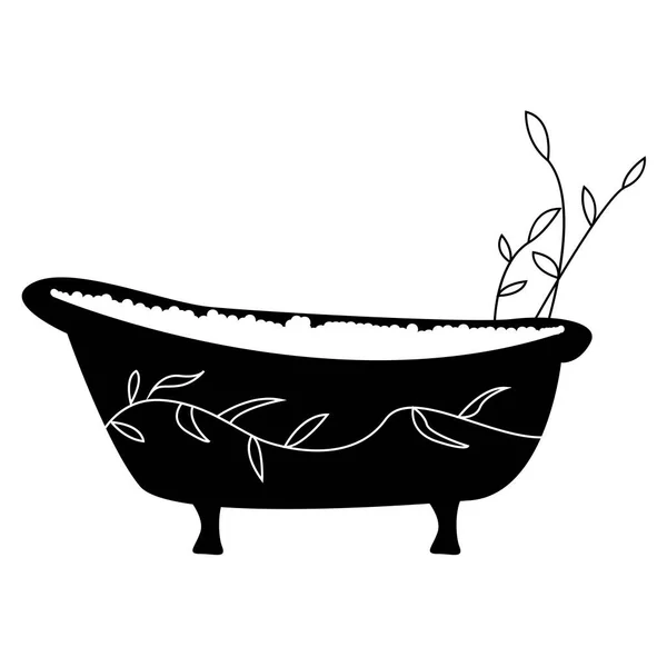 Koupelna Vana Ručně Kreslená Vektorová Ilustrace Technice Gravírování — Stockový vektor