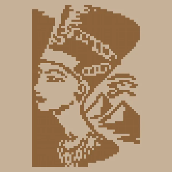 Νεφερτίτη Εικονογράφηση Διάνυσμα Bit Pixel Στυλ Παιχνίδι Εικονοστοιχείων Royalty Free Διανύσματα Αρχείου