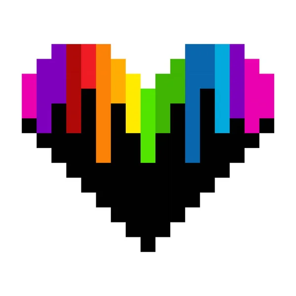 Serce Kolorach Flagi Lgbt Ilustracja Pikseli Kolorowe Tęcza Wektor Symbol — Wektor stockowy