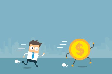 İşadamı bir doların peşinden koşar. vektör illüstrasyonu.