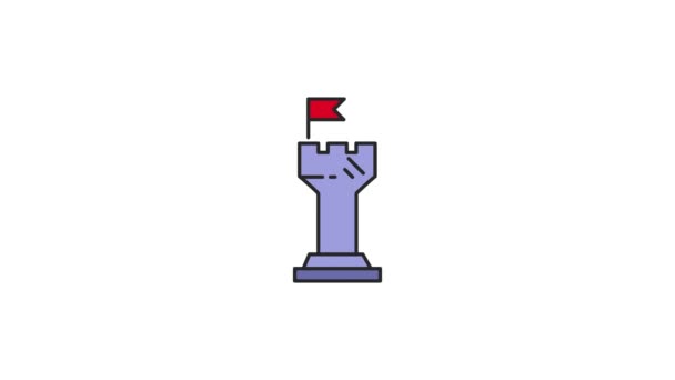 Icona Della Torre Degli Scacchi Animated Chess Dama Icona Animazione — Video Stock