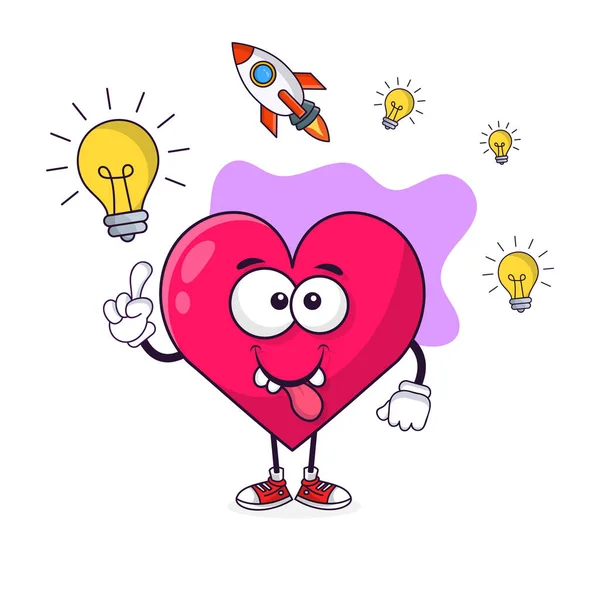 Karikatura Srdce Postava Mají Myšlenku Lze Použít Jako Ilustraci Pro — Stockový vektor