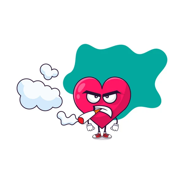 Personnage Coeur Fumeur Caricature Peut Être Utilisé Comme Illustration Pour — Image vectorielle