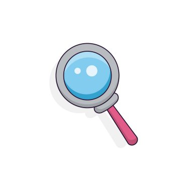 Çizgi film büyüteci. Vektör Resimleri Beyaz Arkaplanda İzole Edildi.