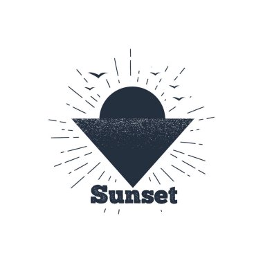 Gün batımı rozeti. vektör illüstrasyonu